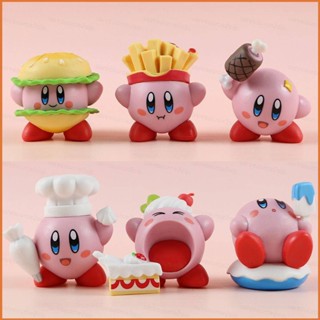 Kts โมเดลตุ๊กตาฟิกเกอร์ Kirby แฮมเบอร์เกอร์ชิป ขนาดเล็ก สําหรับตกแต่งบ้าน รถยนต์ 6 ชิ้น