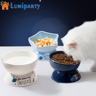 Lumiparty ชามเซรามิค ลายท้องฟ้ากลางคืน 15 องศา จุของได้เยอะ สําหรับสัตว์เลี้ยง แมว