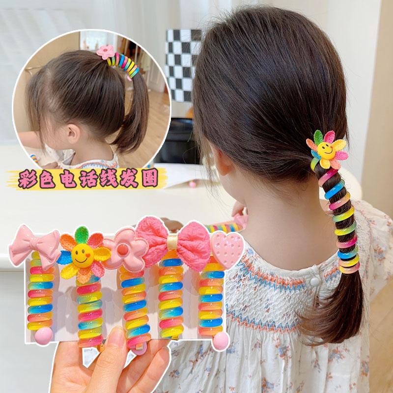 โทรศัพท์สายผูกผมหางม้าสูง ยางรัดผมสีลูกกวาด