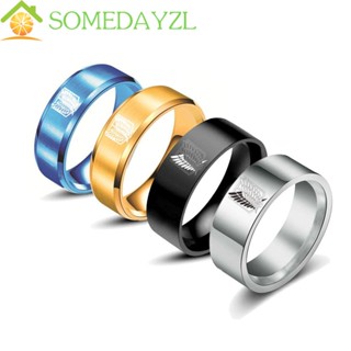 Somedayzl แหวนสเตนเลส ลายอนิเมะผ่าพิภพไททัน สีเงิน ของขวัญ สําหรับผู้ชาย และผู้หญิง