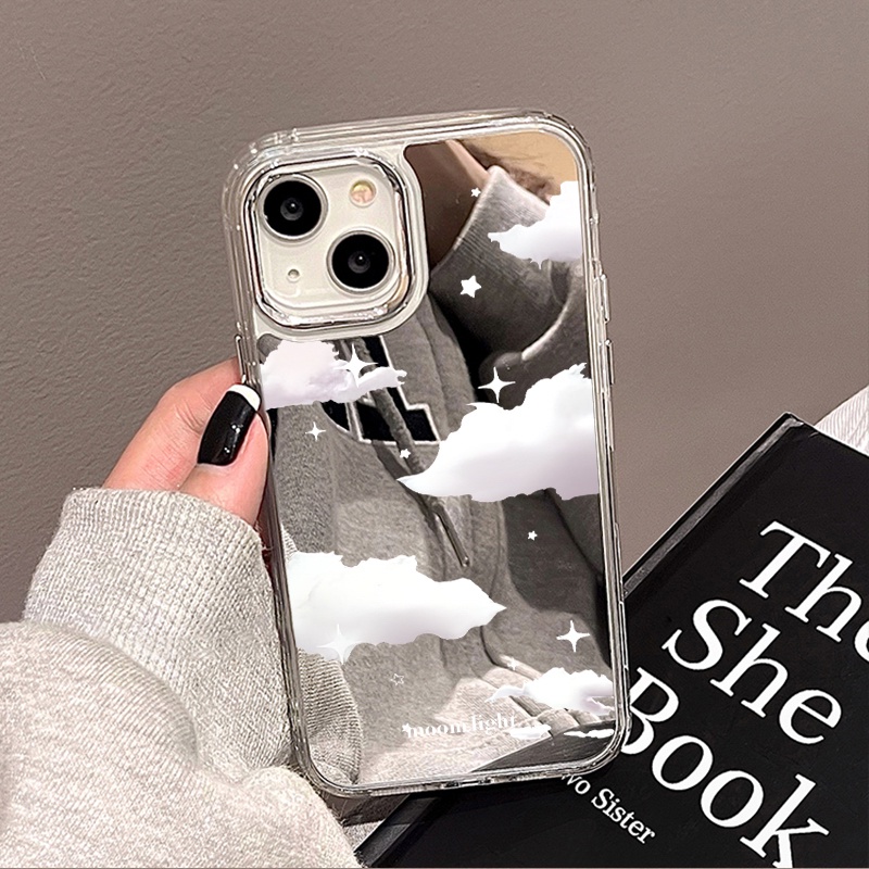 เคสโทรศัพท์ For iphone 11 12 13 pro 14 pro max 15 plus 11 pro max 15 pro 13 pro 12 pro 15 promax กระจกเงา รูปแบบเมฆ
