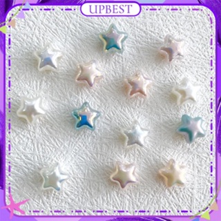 ♕ 10pcs Nail Art 3d Star Jewelry Pearl Five-pointed Star Aurora Color Shiny Rhinestone 3 มิติอุปกรณ์ตกแต่งเล็บแต่งเล็บสำหรับร้านเล็บ UPBEST