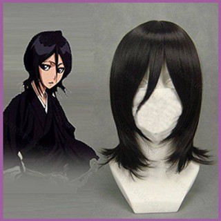 Sq2 วิกผมสั้น คอสเพลย์อนิเมะ Bleach Kuchiki Rukia สีดํา เหมาะกับปาร์ตี้ฮาโลวีน สําหรับผู้หญิง และผู้ชาย