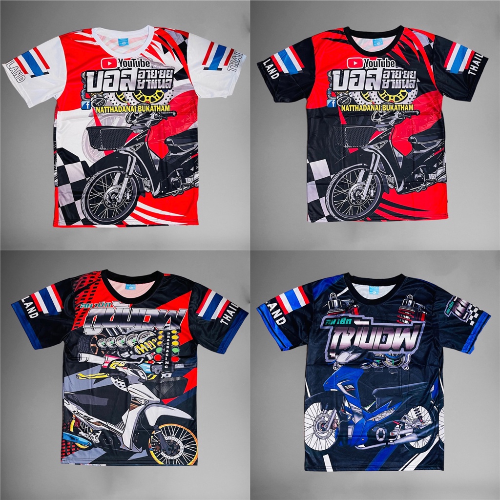 เสื ้ อยืดแฟชั ่ น - Racing Short Sleeves With YouTube Elements,รวมกับรถจักรยานยนต ์