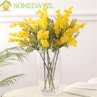 Somedayzl ดอกไม้ปลอม เทศกาล สีเหลือง เชอร์รี่ สเปรย์ Mimosa ผลไม้ กิ่งไม้ประดิษฐ์