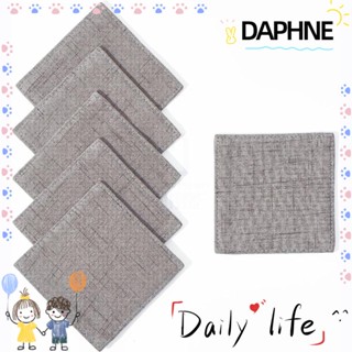 Daphne ที่รองแก้วกาแฟ ผ้าฝ้าย 3.54 นิ้ว สีเทา ใช้ซ้ําได้ สไตล์มินิมอล สําหรับตกแต่งบ้าน โต๊ะกาแฟ 6 ชิ้น