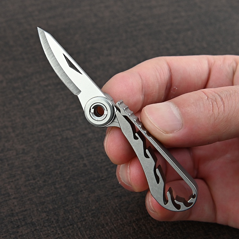 Titanium Mamba Keychain Folding Knife EDC Pocket Knives Sharp Utility Portable Courier Unboxing Knif
