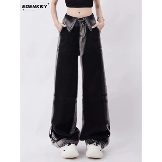 EOENKKY  กางเกงขายาว กางเกงยีสน์ผู้หญิง ทรงหลวม ๆ ตรง Retro Hip Hop Pants 2023 NEW Style  ทันสมัย ทันสมัย Comfortable fashion A97L93Q 36Z230909