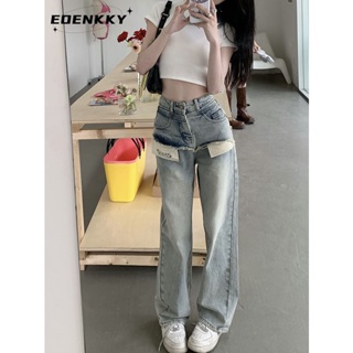 EOENKKY กางเกงขายาว กางเกงยีสน์ผู้หญิง ทรงหลวม ๆ ตรง Retro Hip Hop Pants 2023 NEW Style A97L93N 35Z230831