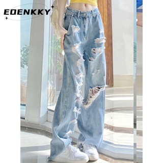 EOENKKY  กางเกงขายาว กางเกงยีสน์ผู้หญิง ทรงหลวม ๆ ตรง Retro Hip Hop Pants 2023 NEW Style  Trendy สไตล์เกาหลี ทันสมัย Korean Style A97L93M 36Z230909