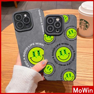 Mowin - เข้ากันได้สำหรับ เคสไอโฟน เคสไอโฟน11 เคส iphone 11 กรณีหนังนุ่มสีเทากันกระแทกกล้องป้องกันกล้องง่ายเรืองแสงหน้ายิ้มเข้ากันได้กับ iPhone 13 PRO MAX 12 PRO MAX 11 XR XS MAX 7 8