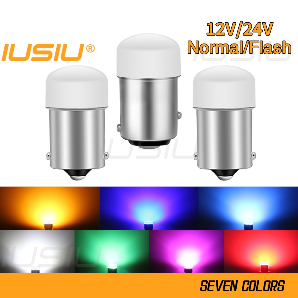 Iusiu 2PCS 12V 24v 1156 1157 แฟลช P21W P21 5W BA15S BAY15D ไฟเบรครถยนต์รถบรรทุก 24v ย้อนกลับไฟเลี้ยวโคมไฟ 3014 9SMD รถจักรยานยนต์หาง Park ตัวบ่งชี้หยุดหลอดไฟถั่วลิสง
