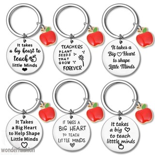 1 Pcs Teacher Keychains With Red  It Takes A Big Heart To Teach Little Minds Keyring Key Ring Jewelry For Teachers Day Gift