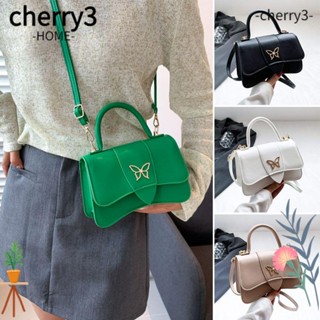 Cherry3 กระเป๋าสะพายไหล่ สะพายข้าง หนัง PU สีพื้น แฟชั่นสําหรับผู้หญิง