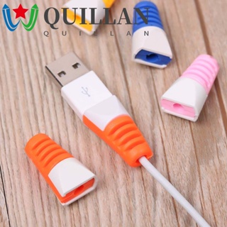 Quillan ตัวป้องกันสายเคเบิล ที่มีสีสัน ทนทาน ปลอกป้องกันสายไฟ คลิปชาร์จ USB ที่ใส่สายชาร์จ สายเคเบิลข้อมูล เคสป้องกัน