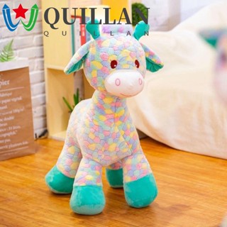 Quillan หมอนตุ๊กตายัดไส้ ผ้ากํามะหยี่ขนนิ่ม รูปยีราฟ สีรุ้ง สําหรับตกแต่งบ้าน คริสต์มาส