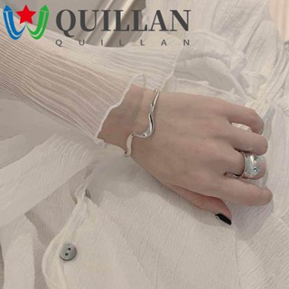 Quillan สร้อยข้อมือแฟชั่น เรียบง่าย หรูหรา ลายคลื่นน้ํา ดัดงอได้ เครื่องประดับ สําหรับเด็กผู้หญิง