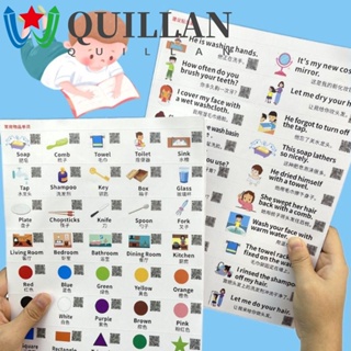 Quillan สติกเกอร์ภาษาอังกฤษ กันน้ํา เพื่อการเรียนรู้เด็กอนุบาล