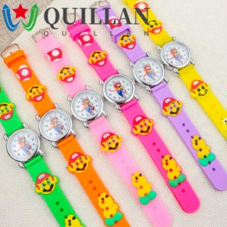 Quillan นาฬิกาข้อมืออิเล็กทรอนิกส์ สายซิลิโคน ลายการ์ตูน Super Mario 3D สําหรับเด็กผู้หญิง