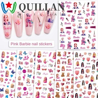 Quillan สติกเกอร์ติดเล็บ ลายการ์ตูนบาร์บี้ สีสันสดใส สําหรับตกแต่งเล็บ DIY