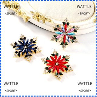 Wattle เข็มกลัด รูปเกล็ดหิมะ สีแดง ประดับพลอยเทียม หลากสี เครื่องประดับ สําหรับผู้หญิง 2 ชิ้น