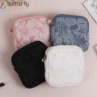 Buttterfly กระเป๋าเครื่องสําอาง ผ้าฝ้าย ลายดอกกุหลาบ ขนาดเล็ก สําหรับเดินทาง