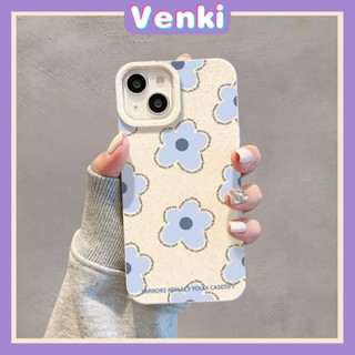 VENKI - เข้ากันได้สำหรับ เคสไอโฟน เคสไอโฟน11 เคส iphone 11 กรณีเป็นมิตรกับสิ่งแวดล้อมย่อยสลายได้สีขาวเคสกันกระแทกป้องกันดอกไม้สีฟ้าเรียบง่ายเข้ากันได้กับ iPhone 14 PRO MAX 13 PRO MAX 12 PRO MAX 11 XR XS 7Plus 8 PLUS