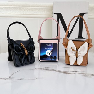 เคสโทรศัพท์มือถือ PC แต่งลูกไม้ ฝาพับ ลายผีเสื้อ พร้อมช่องใส่บัตร หรูหรา สําหรับ Moto Razr 40 Ultra Razr40 Ultra