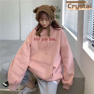 Crystal เสื้อผ้าผู้ญิง แขนยาว เสื้อฮู้ด คลุมหญิง สไตล์เกาหลี แฟชั่น A98J1MH