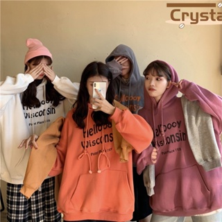 Crystal เสื้อผ้าผู้ญิง แขนยาว เสื้อฮู้ด คลุมหญิง สไตล์เกาหลี แฟชั่น A98J1MK