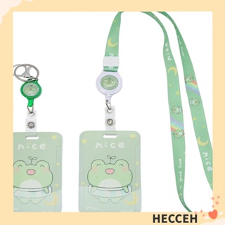 Hecceh สายคล้องป้ายชื่อ พลาสติก ลายกบน่ารัก พับเก็บได้ สีเขียว สําหรับพยาบาล สํานักงาน