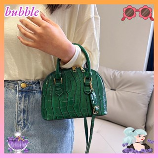 Bubble กระเป๋าสะพายข้าง หนัง Pu กันน้ํา ลายหนังจระเข้ สีพื้น แฟชั่นสําหรับผู้หญิง