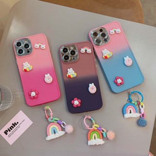 3D cute doll With pendant เคสไอโฟน11 แบบสี่เหลี่ยม เคสซิลิโคน iPhone14Promax colour for iPhone11 Silicone cases camera protect girl case iPhone 13 12 11 14 Pro max xsmax xr xs 7 8 plus cover iPhone13promax i14pm cases