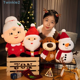 Twinkle ตุ๊กตานุ่ม รูปซานตาคลอส กวางเอลก์ สโนว์แมน ผ้าฝ้าย PP 23-40 ซม. สีแดง สีน้ําตาล สีขาว สําหรับตกแต่งคริสต์มาส