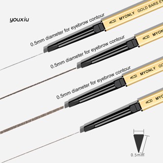 ดินสอเขียนคิ้ว แบบหมุนอัตโนมัติ 2 หัว สีน้ำตาล กันน้ำ ติดทนนาน