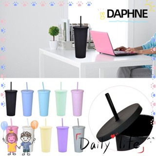 Daphne แก้วน้ําสองชั้น ทรงสกินนี่ พร้อมฝาปิด 24 ออนซ์