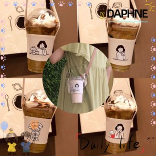 Daphne กระเป๋าถือ ผ้าแคนวาส ลายสุนัข แบบพกพา พร้อมหูหิ้ว สําหรับผู้หญิง