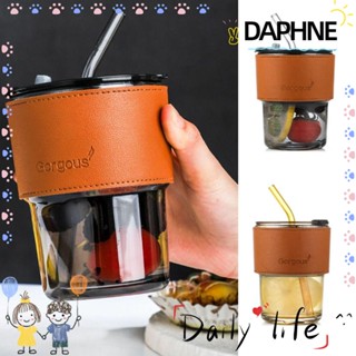 Daphne แก้วกาแฟ นม คุณภาพสูง พร้อมฝาปิด และหลอดดูด ถ้วยชาใส