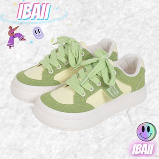 Ibaii.  รองเท้าลําลอง พื้นหนา ขนาดใหญ่ สีเขียวแอปเปิ้ล สไตล์เรโทร สําหรับผู้หญิง