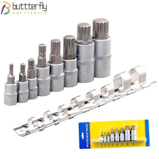 Buttterfly ประแจซ็อกเก็ต สามเหลี่ยม 1/4 นิ้ว 3/8 นิ้ว 1/2 นิ้ว 8 ชิ้น พร้อมซ็อกเก็ต 12 จุด