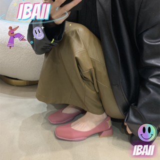 Ibaii.  ใหม่ รองเท้าส้นหนา หัวเหลี่ยม พื้นนิ่ม สําหรับผู้หญิง คุณยาย