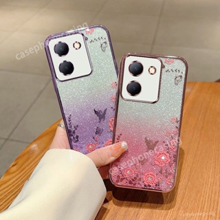 เคสโทรศัพท์ซิลิโคน TPU แบบนิ่ม ลายดอกไม้ ไล่โทนสี กันกระแทก สําหรับ Vivo Y36 Y27 Y78 5G 4G Y77 Y35 Y22 VivoY36 VivoY27 2023