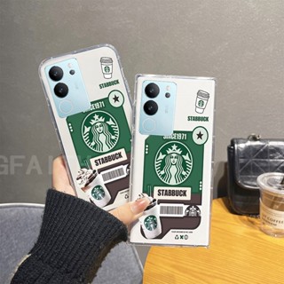 พร้อมส่ง เคสโทรศัพท์มือถือนิ่ม แบบใส กันกระแทก ลาย Starbucks แก้วกาแฟ และเค้ก สําหรับ VIVO V29 5G 2023 VivoV29