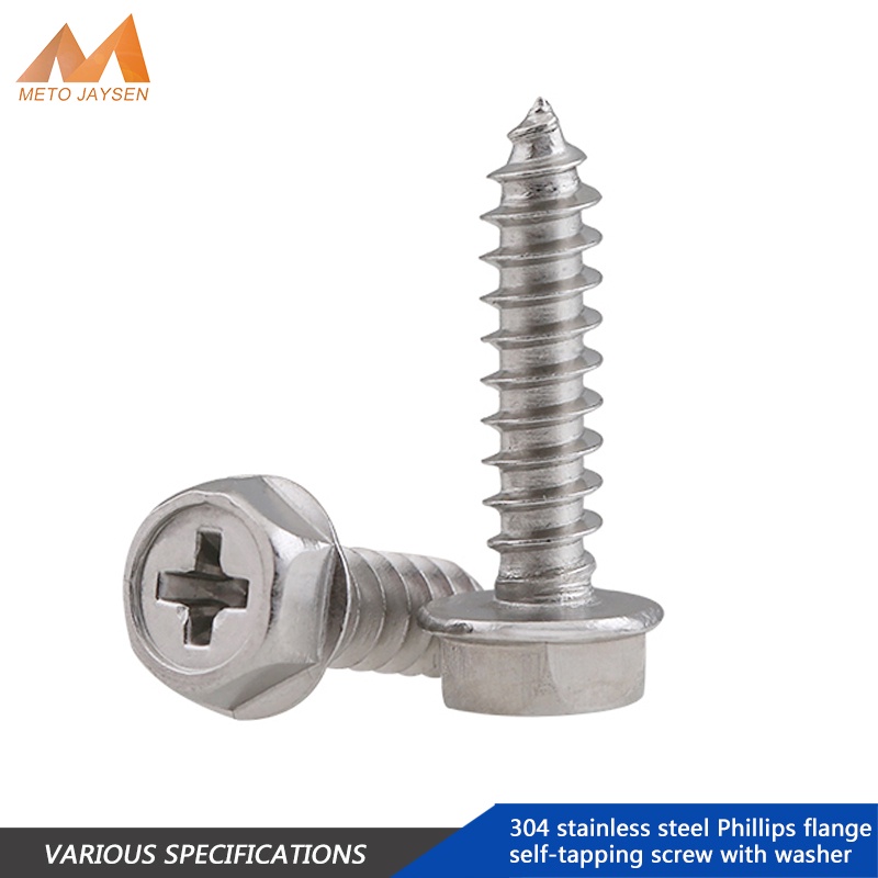304 สแตนเลส Phillips ภายนอก Hex หน้าแปลน Self Tapping สกรูไม้คอเครื่องซักผ้า Cross หัวหกเหลี่ยม Self-Drilling Bolts M3 M4 M5 M6 ยาว 6 มม.-50 มม.มิลลิเมตร