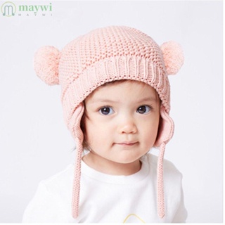 Maywi หมวกบีนนี่ ผ้าถัก กันลม แบบหนา ป้องกันหู แฟชั่นฤดูใบไม้ร่วง ฤดูหนาว อบอุ่น กลางแจ้ง