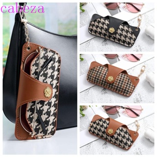 Cabeza Houndstooth กระเป๋าใส่แว่นตา, กระเป๋าเก็บแว่นตา หนัง PU, เคสป้องกันแว่นตา แบบพกพา แว่นตากันแดด จัดระเบียบกระเป๋าแว่นตากันแดด หญิง