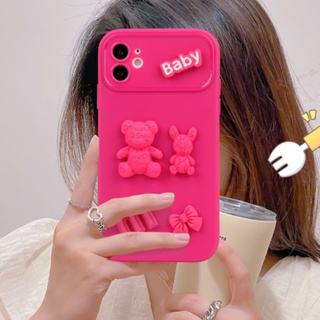 เคสซิลิโคนนิ่ม ลายหมีน่ารัก 3D กันกระแทก สําหรับ iPhone 15 11 12 13 14 Pro MAX 11Pro 13Pro 7 8 Plus X XR XS MAX SE 2020