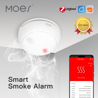 Moes ZigBee เครื่องตรวจจับควันไฟ ไซเรน ไร้สาย 85dB เซนเซอร์เตือนภัย เพื่อความปลอดภัย สําหรับบ้าน ห้องครัว