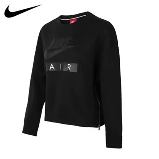 Nike ของแท้ 100% เสื้อกันหนาว คอกลม ผ้าถัก แบบสวมหัว พิมพ์ลาย เรียบง่าย สไตล์สปอร์ต แฟชั่นเรโทร สําหรับผู้หญิง AT5422