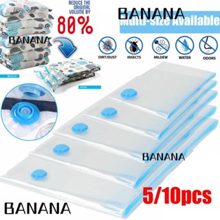 Banana1 ถุงเก็บสูญญากาศ แบบใส ใช้ซ้ําได้ ขนาดใหญ่ สําหรับเดินทาง 5 10 ชิ้น